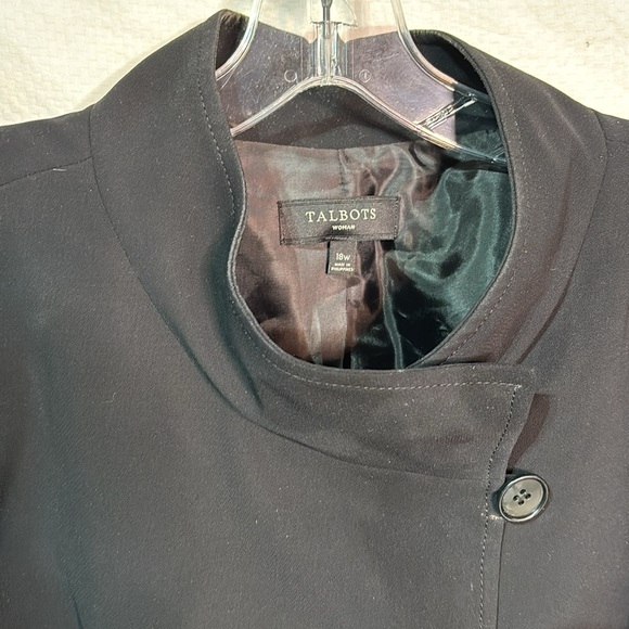 Talbots 18W black 3 button mandarin style collar pockets lined shaped enc - Picture 7 of 11